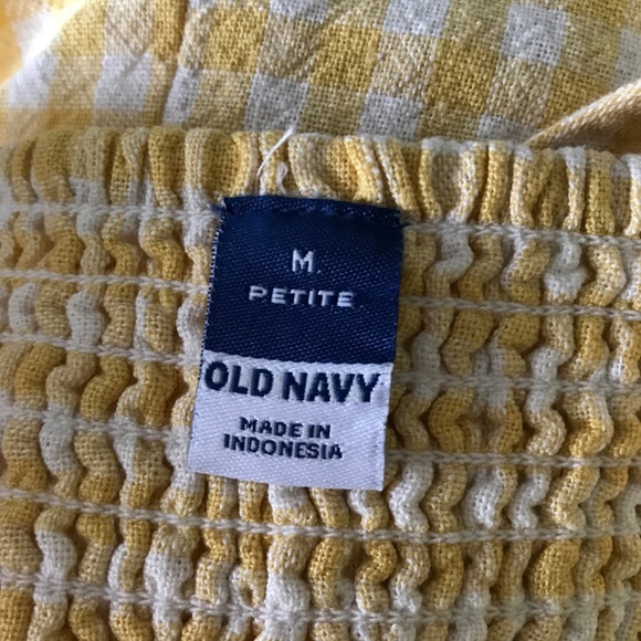 Old Navy Square Neck Linen Blend Mini Dress Yellow Gingham M Petite - Picture 15 of 16